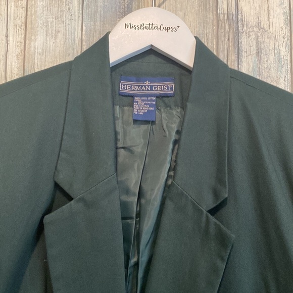 Herman Geist Hunter Green single button long blazer/Jacket | Size 14P | vintage - Picture 6 of 10